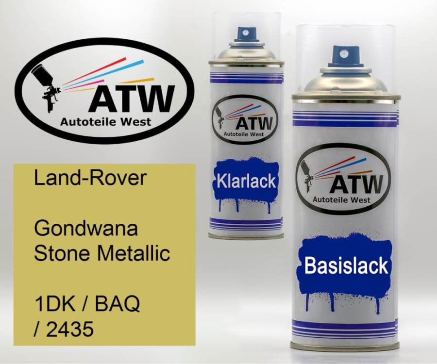 Land-Rover, Gondwana Stone Metallic, 1DK / BAQ / 2435: 400ml Sprühdose + 400ml Klarlack - Set, von ATW Autoteile West.